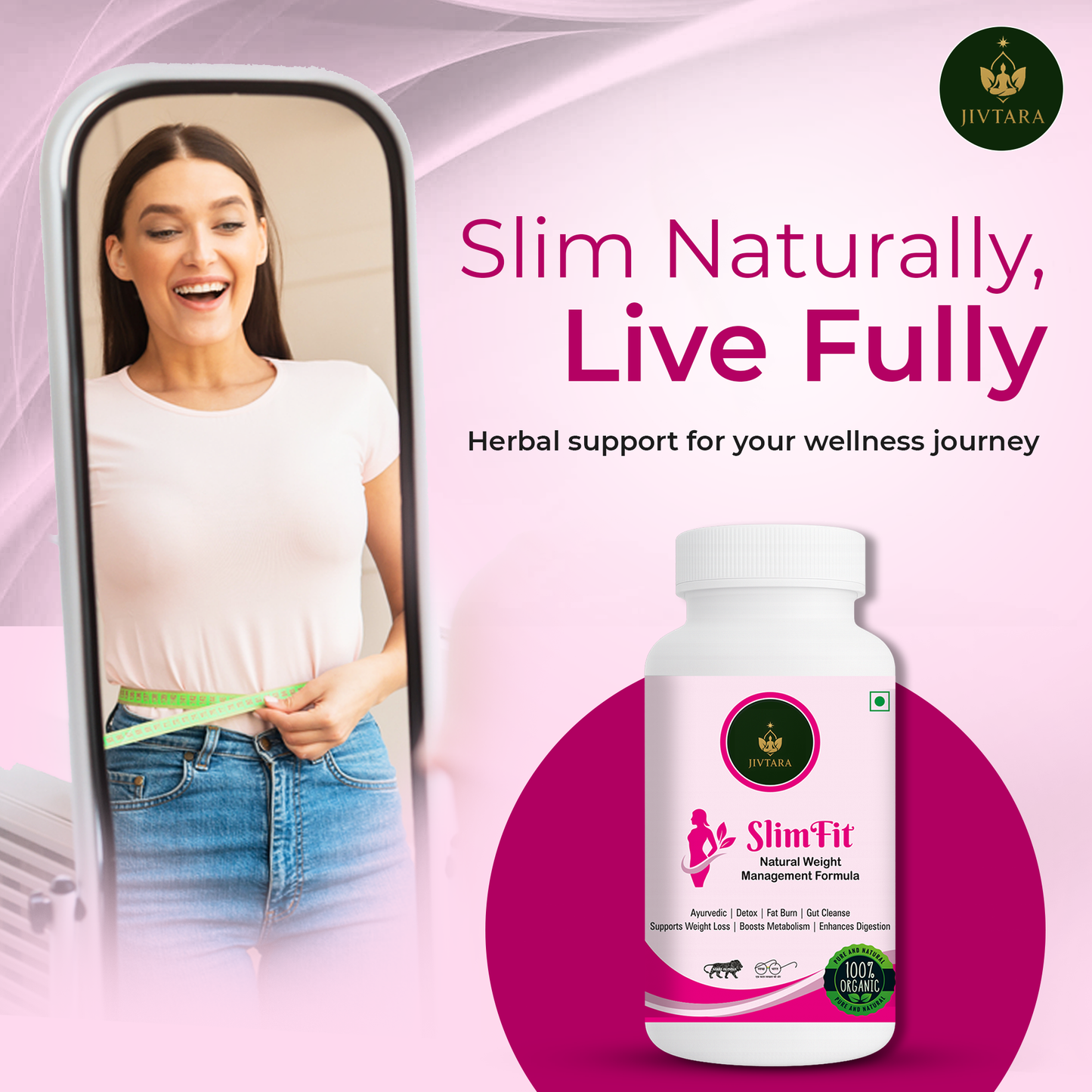 Jivtara Slim Fit – Ayurvedic Slimming Powder for Natural Weight Loss, Fat Burning, Detox & Improved Digestion