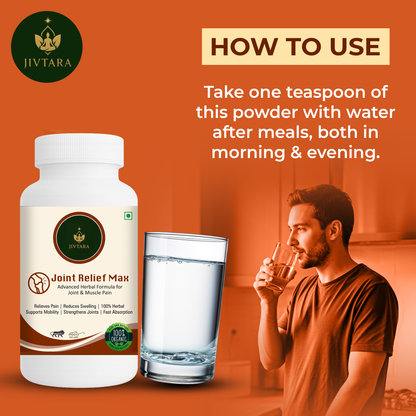 Jivtara Joint Relief Max – Ayurvedic Pain Relief Powder for Joint Pain, Stiffness & Inflammation | Natural Support for Bone Strength, Flexibility & Mobility | Herbal Formula for Men & Women