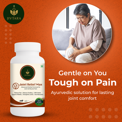 Jivtara Joint Relief Max – Ayurvedic Pain Relief Powder for Joint Pain, Stiffness & Inflammation | Natural Support for Bone Strength, Flexibility & Mobility | Herbal Formula for Men & Women